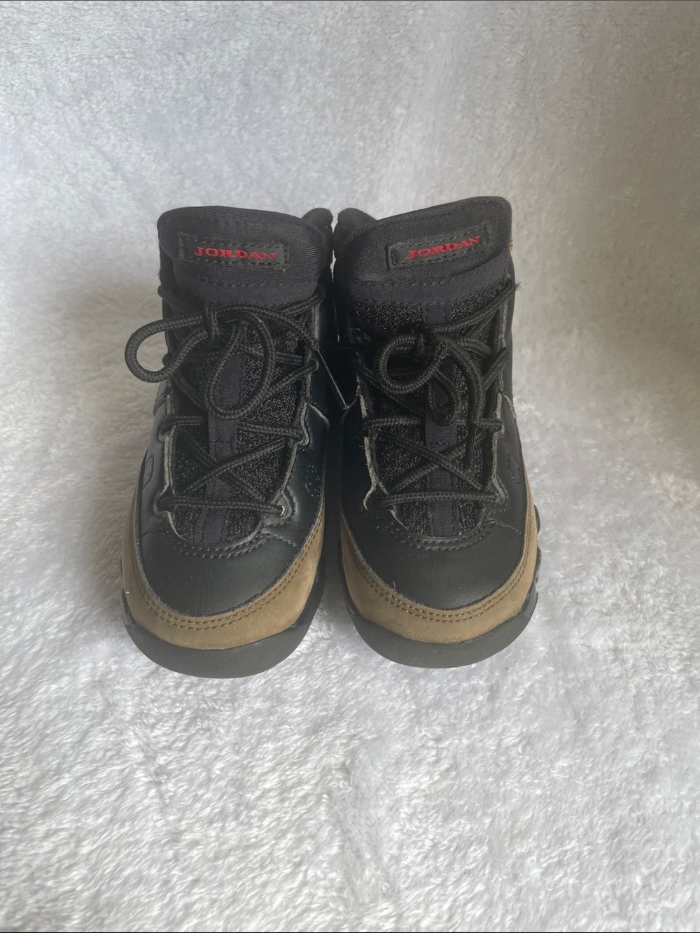 Jordan Retro 9C Toddler Kids Black and Brown Suede High-Top Sneakers